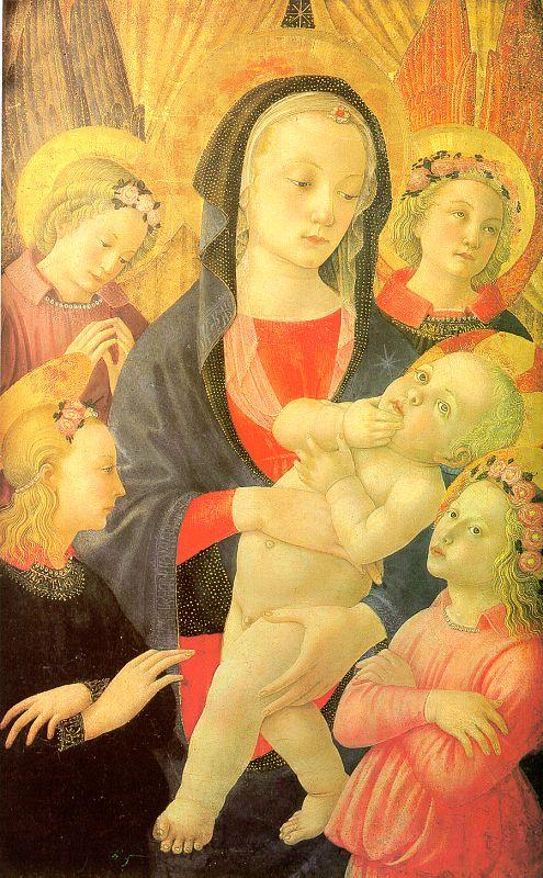 Castello Nativity, Master of the The Virgin Child Surrounded by Four Angels France oil painting art